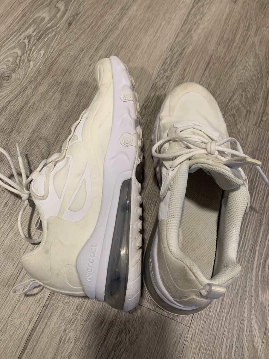 Nike Air Max 270 React Triple White Running Shoes BQ0103-100 Size