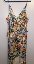 SALE Express Hi Low Satin Floral Midi Faux Wrap Wedding Guest Dress✨ Women’s XL