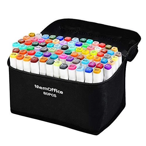 80 Colored Markers for Adult Coloring Books, Dual Tip Brush Pens