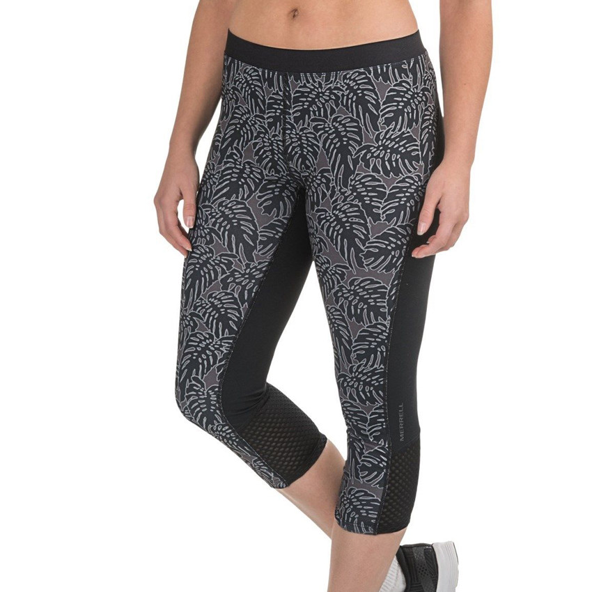 Merrell Leggings Donna Capri Yoga Nero Tasca Posteriore con Cerniera XS