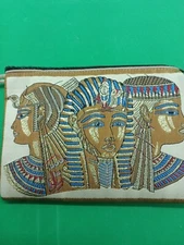 Egypt Art, Brown and Metallic Gold, Egyptian Women Small Coin Purse