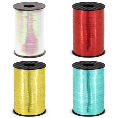 PARTYDECO Metallisiertes Polyband Farbauswahl 5mm/225m Geschenkband Dekoband Kräuselband