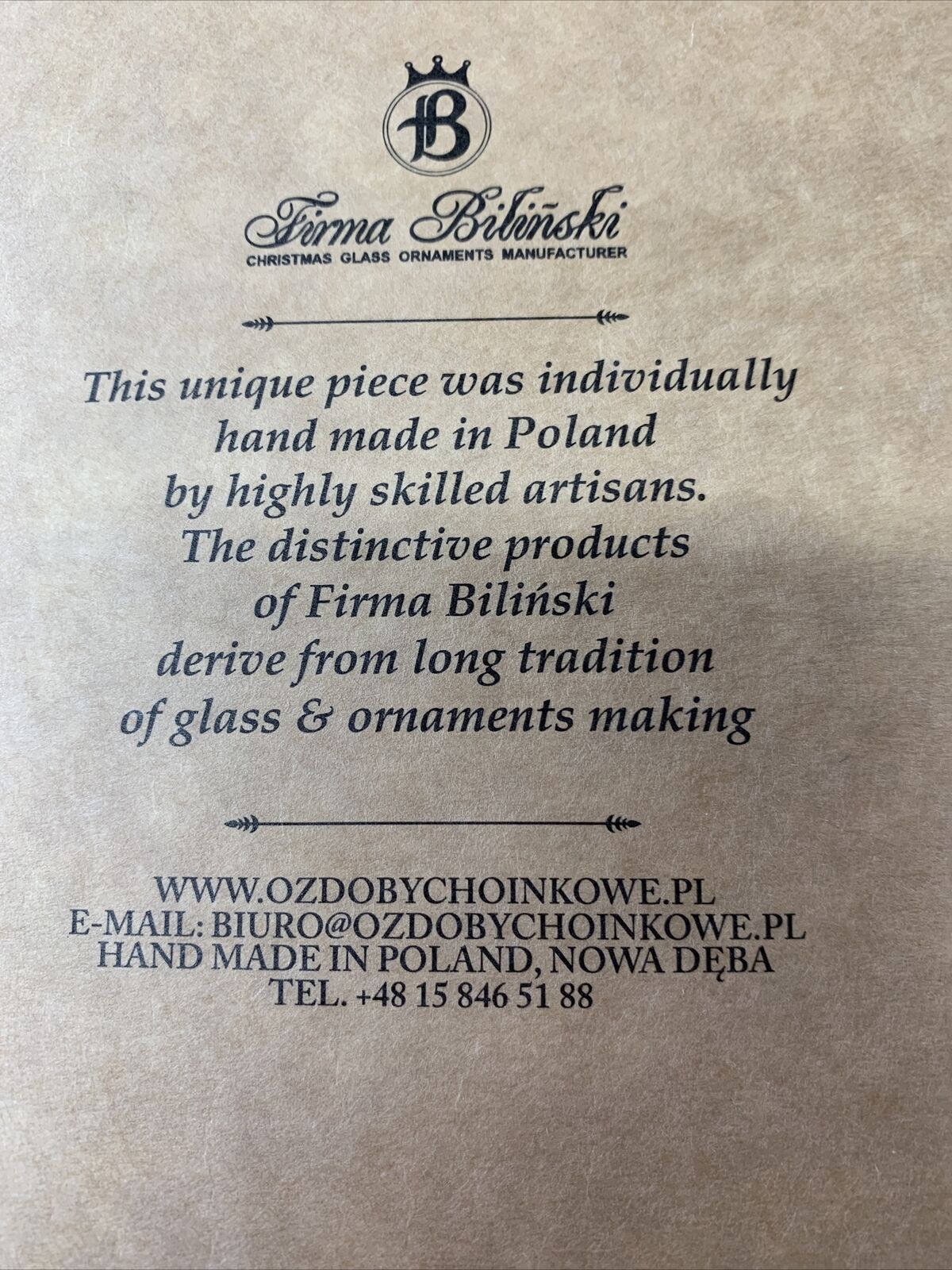 FIRMA BILINSKI GLASS LARGE SANTA MOON CHRISTMAS ORNAMENT Made In Poland “New