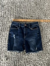 Arizona Jean Co Womens Blue Denim Stretch Distressed Raw Hem Cut Off Shorts Sz 5