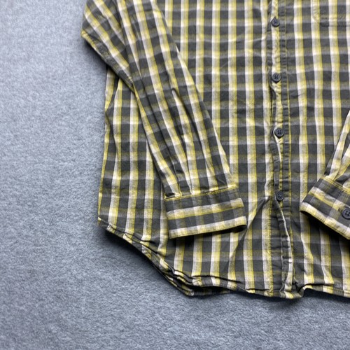 Columbia Shirt Mens Large Long Sleeve Button Up Green Yellow Check Pocket Logo - Picture 5 of 11
