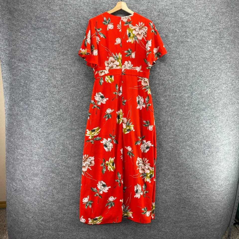 Vestido Davi & Dani Mujer S Pequeño Rojo Floral Maxi Largo Cremallera Cuello en V Forrado Informal Foto 2 de 4