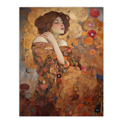 Wee Blue Coo Klimt Portrait Adele Bloch Bauer Artwork Framed Wall Art Print 18X24 Inch