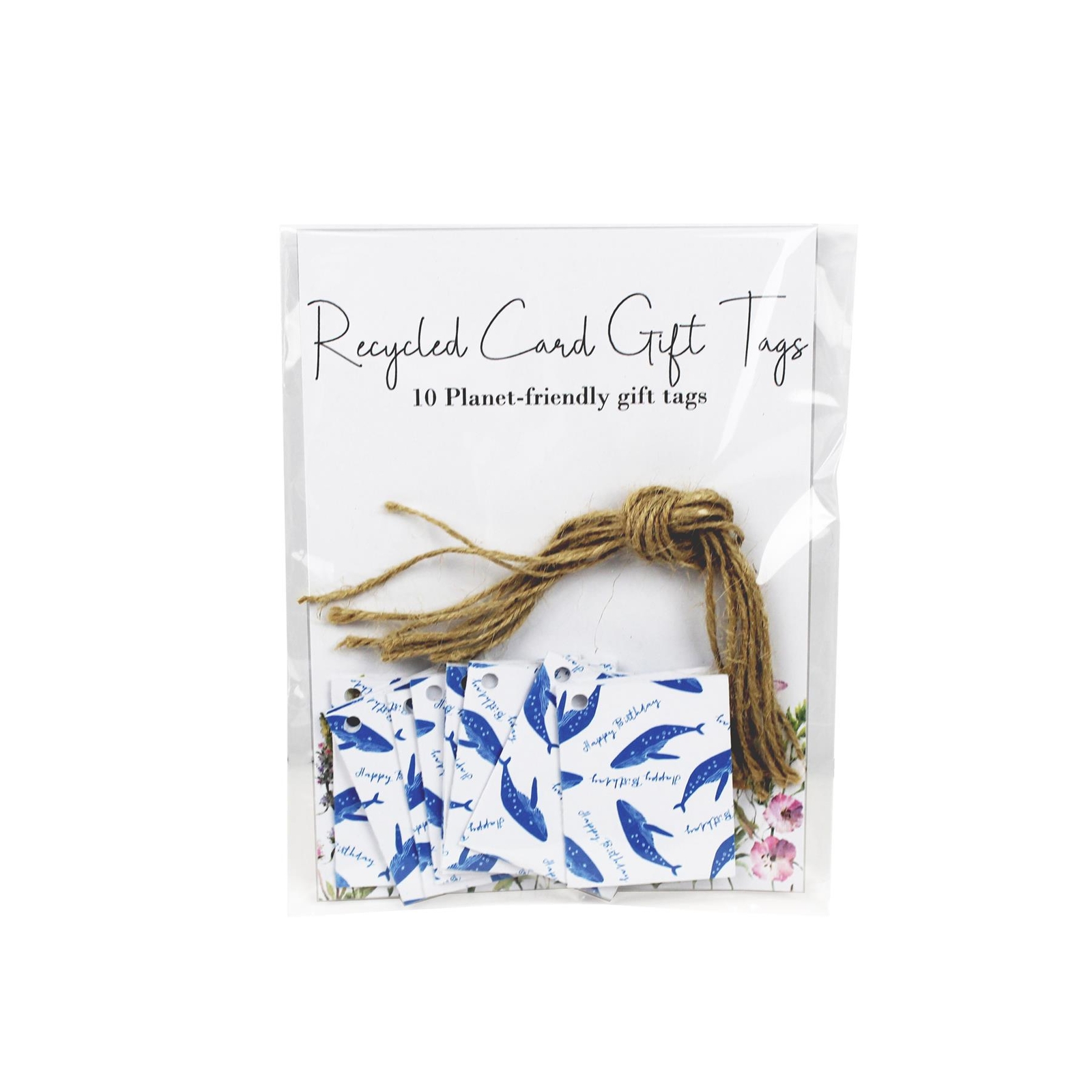 Recycled Card Birthday Whales Gift Tags - Sea Life Folded Eco Present Tags 10 Pk