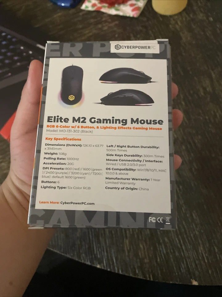 NEW CyberpowerPC M2 Elite Gaming Mouse RGB 6 Color 6 Button SEALED BOX - Image 4 of 4