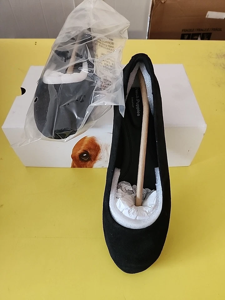 Cojín Hush Puppies para mujer Kendal ballet gamuza sin cordones negro tallas 6,7,9 Foto 3 de 4
