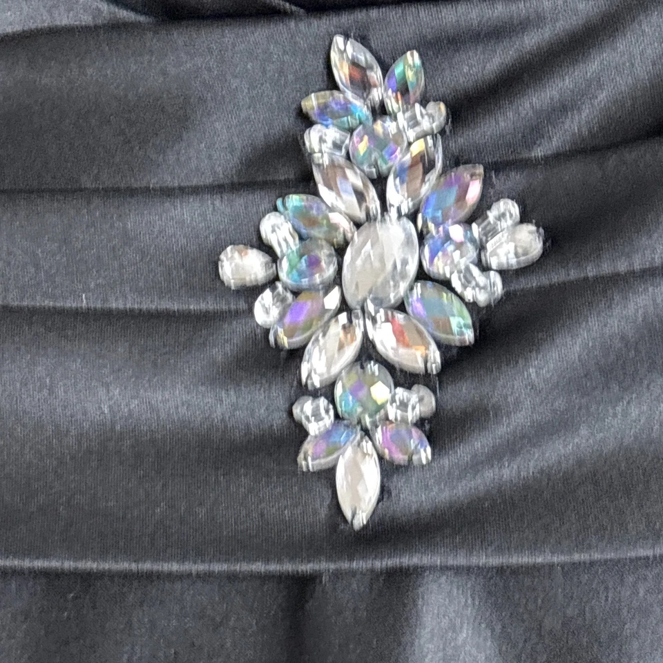 Vestido Alfred Angelo 12 Negro Satén Vestido de Baile Boda Formal Noche Gala Foto 4 de 4