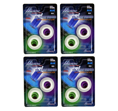 Hiper Blue Glow Rings (4pr) for H4 Headlight Bulbs Unique Custom Look Angry Eyes