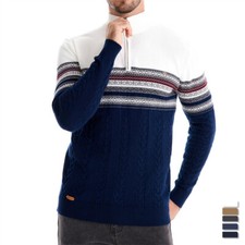 Men's Slim Fit Quarter Zip Sweater Casual Knitted Pullover Warm Sweaters