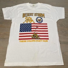 VTG 90s Screen Stars Desert Storm Mens XL These Colors Don't Run White T-Shirt