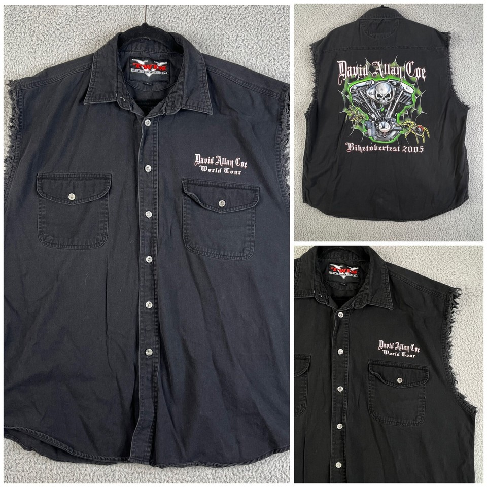 David Allan Coe Denim Vest Mens 2XL Skull Biketoberfest 2005 World Tour