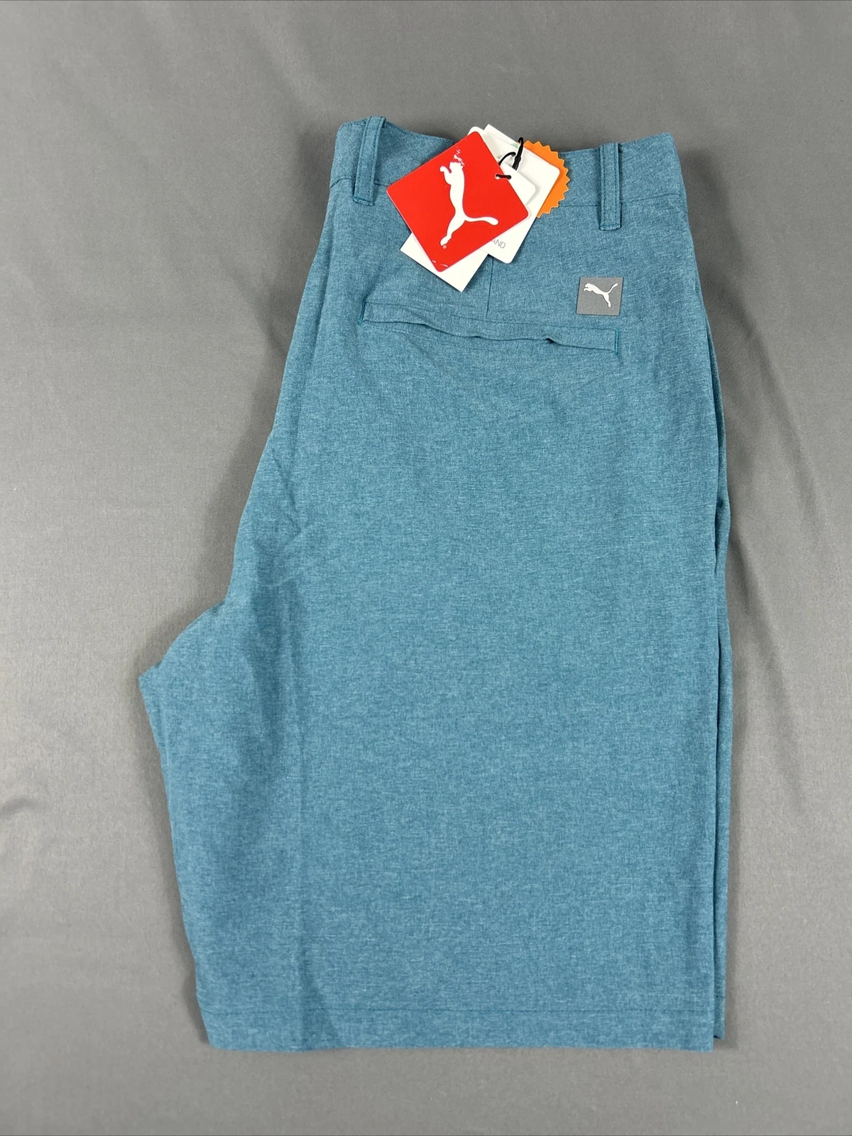 Puma Golf Shorts 101 Performance 32 x 9 Pacific Green Heather Polyester MSRP $70