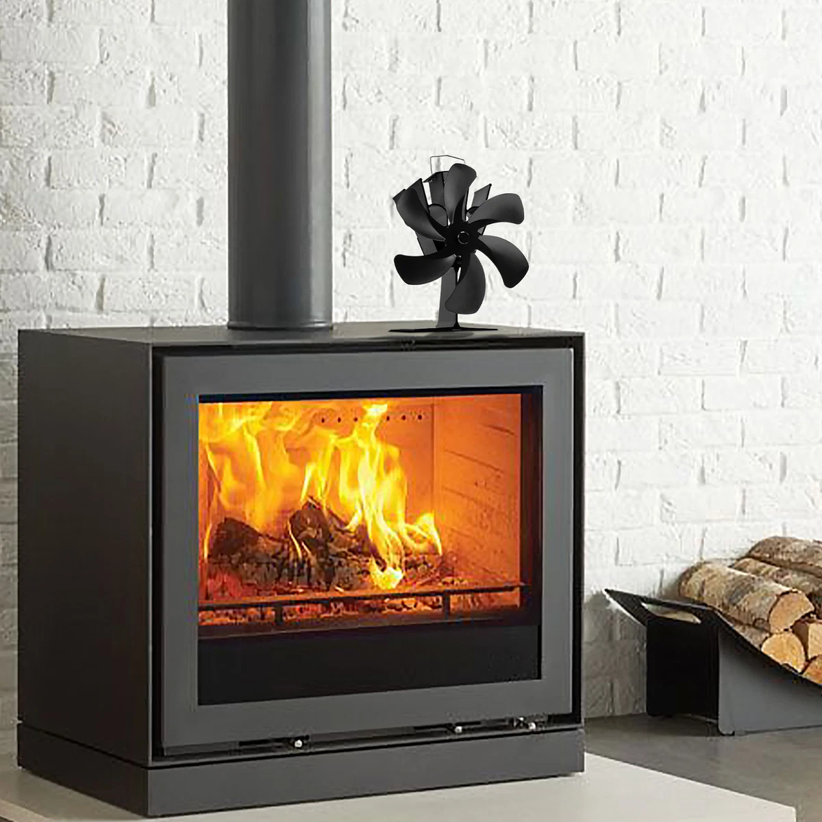 6-Blade Heat Powered Stove Fan for Wood / Log Burner / Fireplace increases  80% | eBay