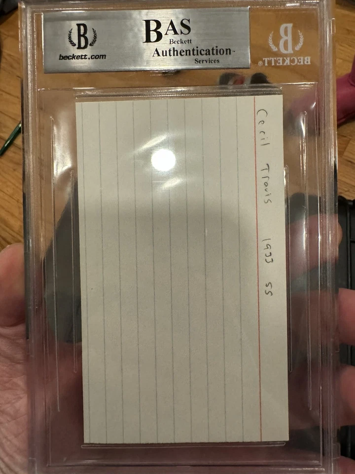 Cecil Travis Autographed Index Card BAS Slabbed Beckett Negro League/MLB Legend - Image 4 of 4