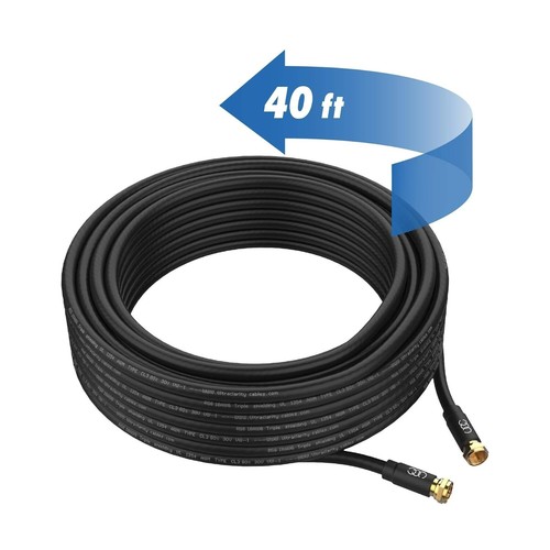 2 Pack Ultra Clarity Cables Coaxial Cable Rg6 40 ft each Black - Picture 7 of 10