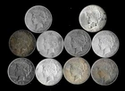 TEN (10) Peace Dollars (1922-23) 90% Silver Lower Grade Cull LOT B22