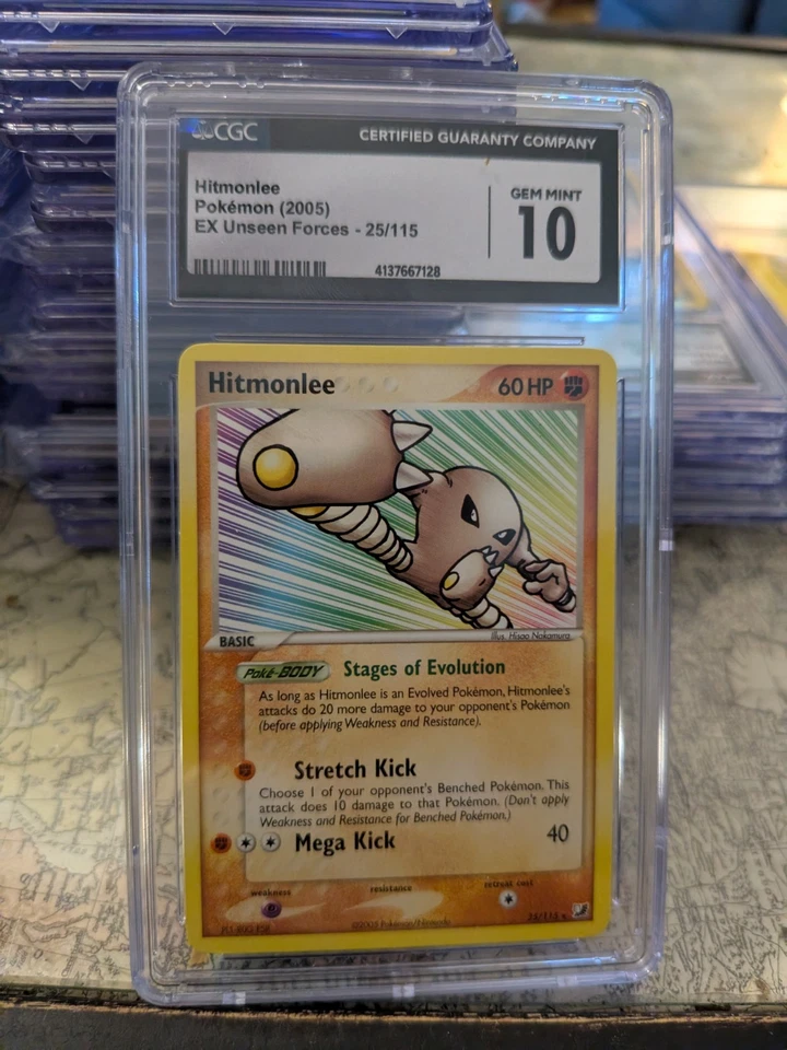 (TOP POP 10) CGC 10 GEM MINT Hitmonlee 2005 EX Unseen Forces 25/115 Pokemon Card - Image 2 of 4