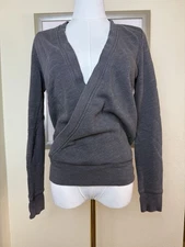 Alo Yoga Wrap Top Terry Cloth Lined Long Sleeve | Gray | Size Small Petite