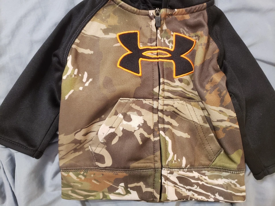 Under Armor Black Athletic Hoodie Jacket with Pant Camo Infant Boys Size 0/3 M - Image 3 of 4