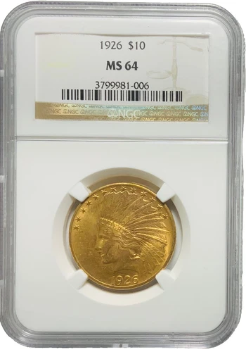 1926 $10 Gold Indian Head Eagle NGC MS 64