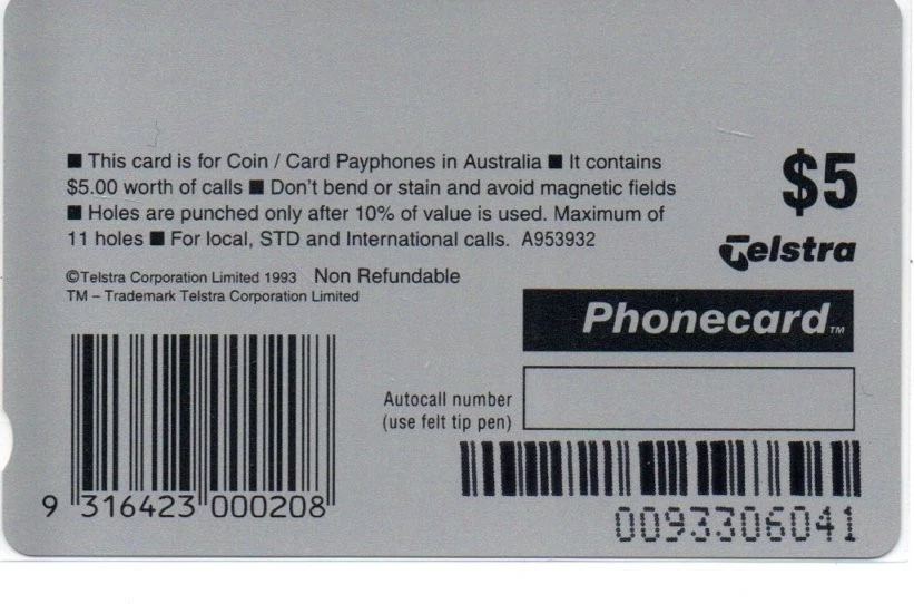 Telstra $5 Mint Phonecard-Dial (07) When you Call Between Brisbane & Golf Coast