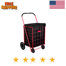 Folding Grocery Basket Cart Shopping Wheel Large Utility Laundry18"X15"X24" BAG 