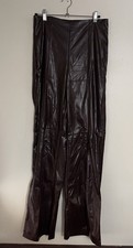 SHEIN Women sFaux Leather High Rise Flare Pants Brown Small US 4 EU 36