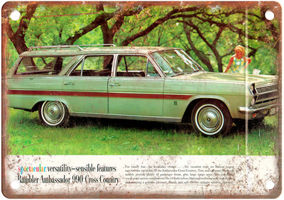 1965 AMC Rambler Ambassor Vintage Auto Ad Retro Look Metal Sign A12450