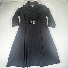 Nine West Womens Black Fit and Flare Midi Dress Double Buckle Waist Size 6