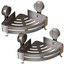 Bathroom Shower Caddy, Suction Cup Corner Shelf,2 Packs Rustproof Wall Mounte...