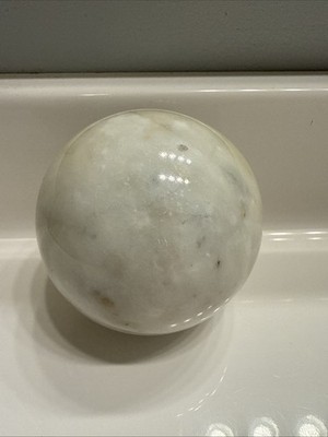 Granite Marble Polished Orb Sphere Ball White & GraySolid 3 Decorative VTG Heavy