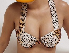 River Island Animal Print Balconette Underwired Bikini Top