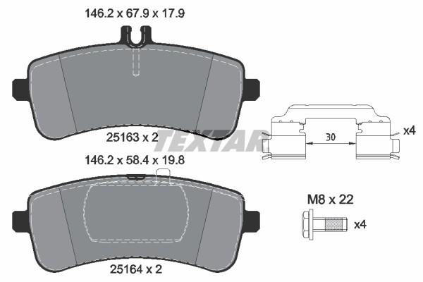 Bremsbelagsatz FÜR MERCEDES-BENZ S-KLASSE (W222, V222, X222) - Textar 2516301-image