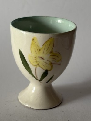 Vintage Hand-Painted Egg Cup Yellow Flower Mid-Century 2 1/2 