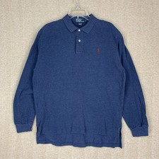 Vintage Polo Ralph Lauren Shirt Mens L USA Blue Cotton Long Sleeve Red Pony