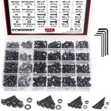 1220 Pieces M2 M3 M4 M5, 10.9 Grade Alloy Steel Hex Button Head Cap Bolts Scr...
