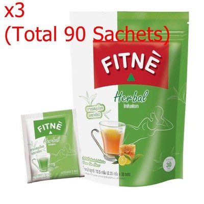 Pack of 3 (90 Sachets) FITNE' Herbal Infusion Green Tea Flavored Laxative, Slim