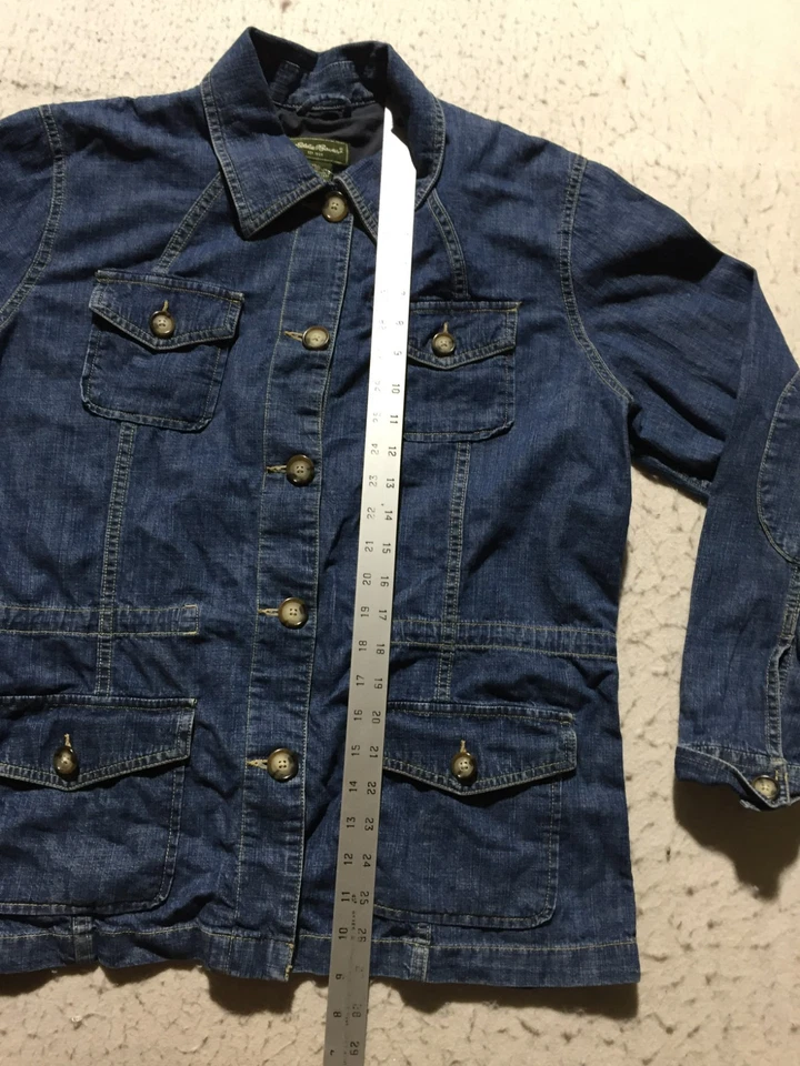 Eddie Bauer Jean куртка женщин XL синий выцветший на пуговицах карманы с воротником - Изображение 4 из 4