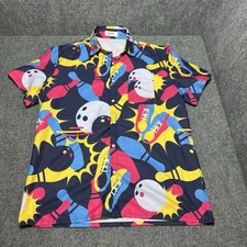 KYKU Men Hawaiian Vtg Button Down Bowling Short Sleeve Beach Shirt Sz (Lg) AOP