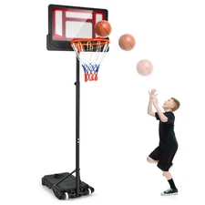 Kids Basketball Hoop Portable Backboard System W/Adjustable Height Ball Storage