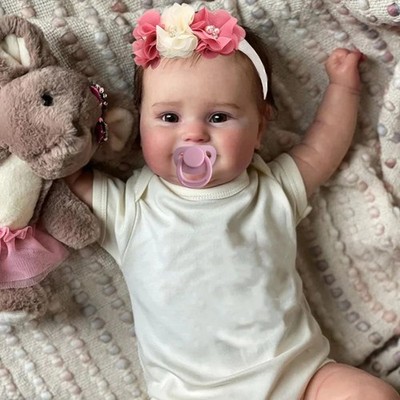 48 cm Ganzkörper Felicia Reborn Baby Puppe Awake Newborn Baby Größe 3D Haut