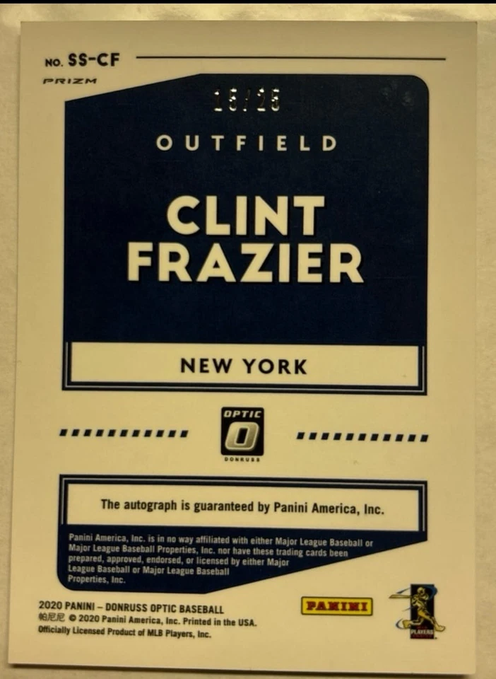 2020 Donruss Optic Signature Series Pandora #SSCF Clint Frazier 15/25 Foto 2 de 2
