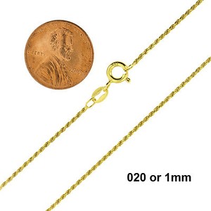 Authentic 925 Sterling Silver Gold-Plated Diamond Cut Rope Chain Necklace All Sizes