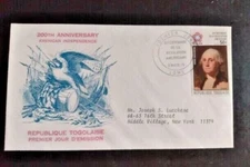 GEORGE WASHINGTON STUART PAINTING TOGOLAISE  HONORS USA  BICENTENNIAL 1976 FDC  