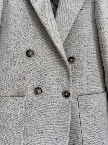 Reiss Oatmeal Wool Blend Double Breasted Blazer Size UK 4 - Picture 11 of 14