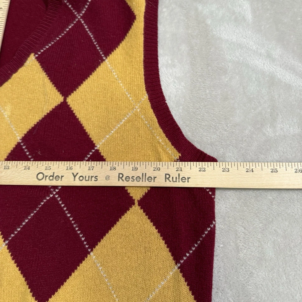 Chaleco Suéter Brooks Brothers de Colección Lana Corderos M Para Hombre Rojo Amarillo Argyle Golf Foto 3 de 4